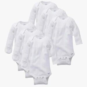 Gerber 6 Soft White Baby Onesies (open pack) - 3-6 mths